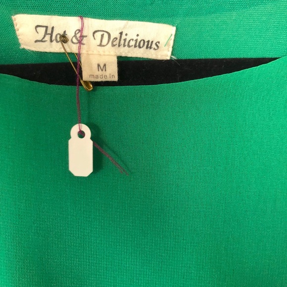 Green Navy White Colorblock Chiffon Dress Size Med - Picture 5 of 5